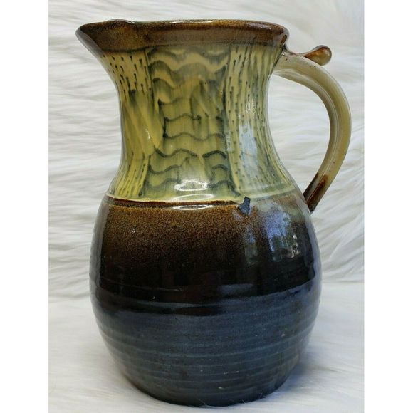 Unmarked Beautiful Glazed Clay Pottery Pitcher - Picture 3 of 8